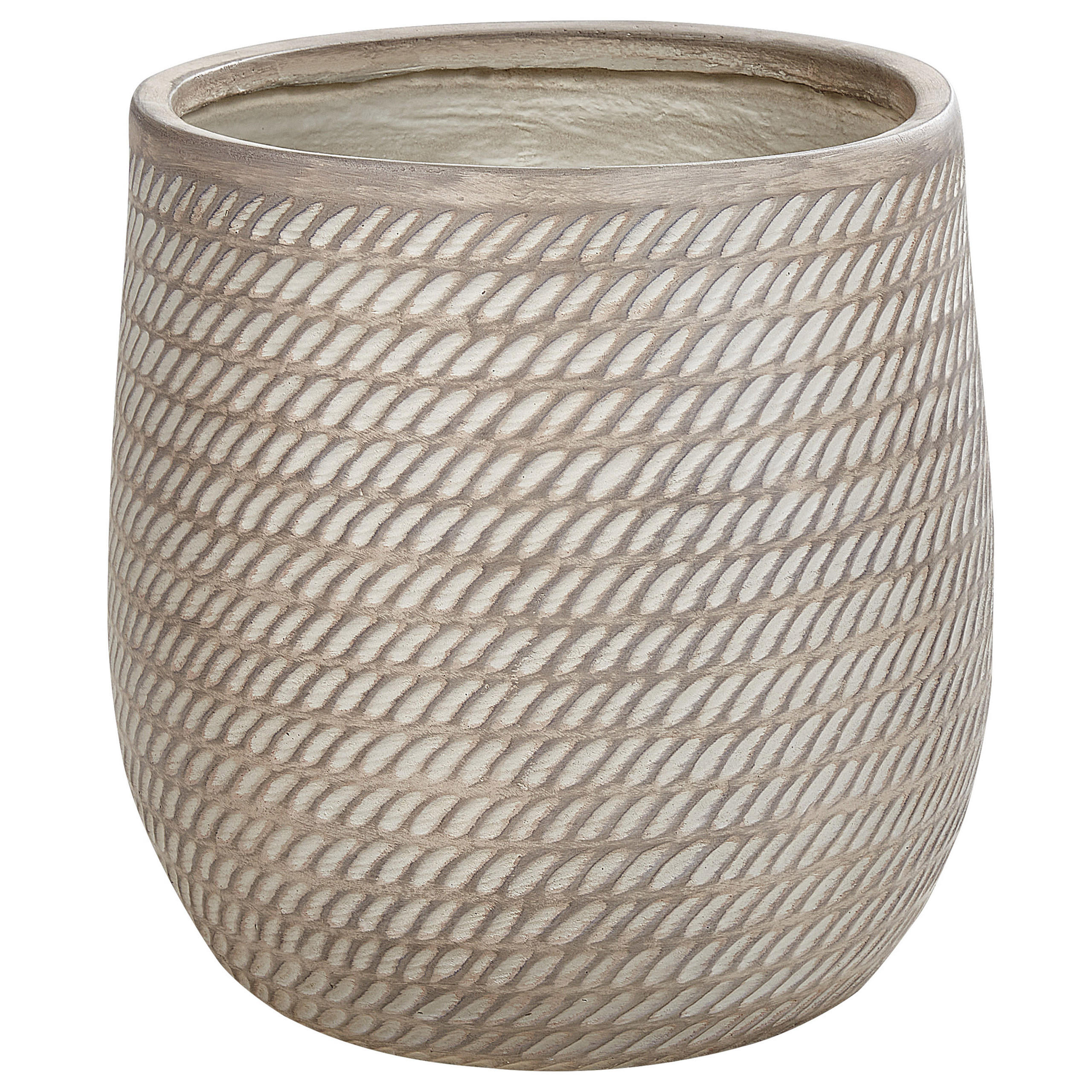 BLUMENTOPF taupe rund 39/39/44 cm Livadia - Beige, Naturmaterialen (44cm) - Beliani