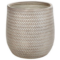 BLUMENTOPF taupe rund 39/39/44 cm Livadia - Beige, Naturmaterialien (44cm) - Beliani