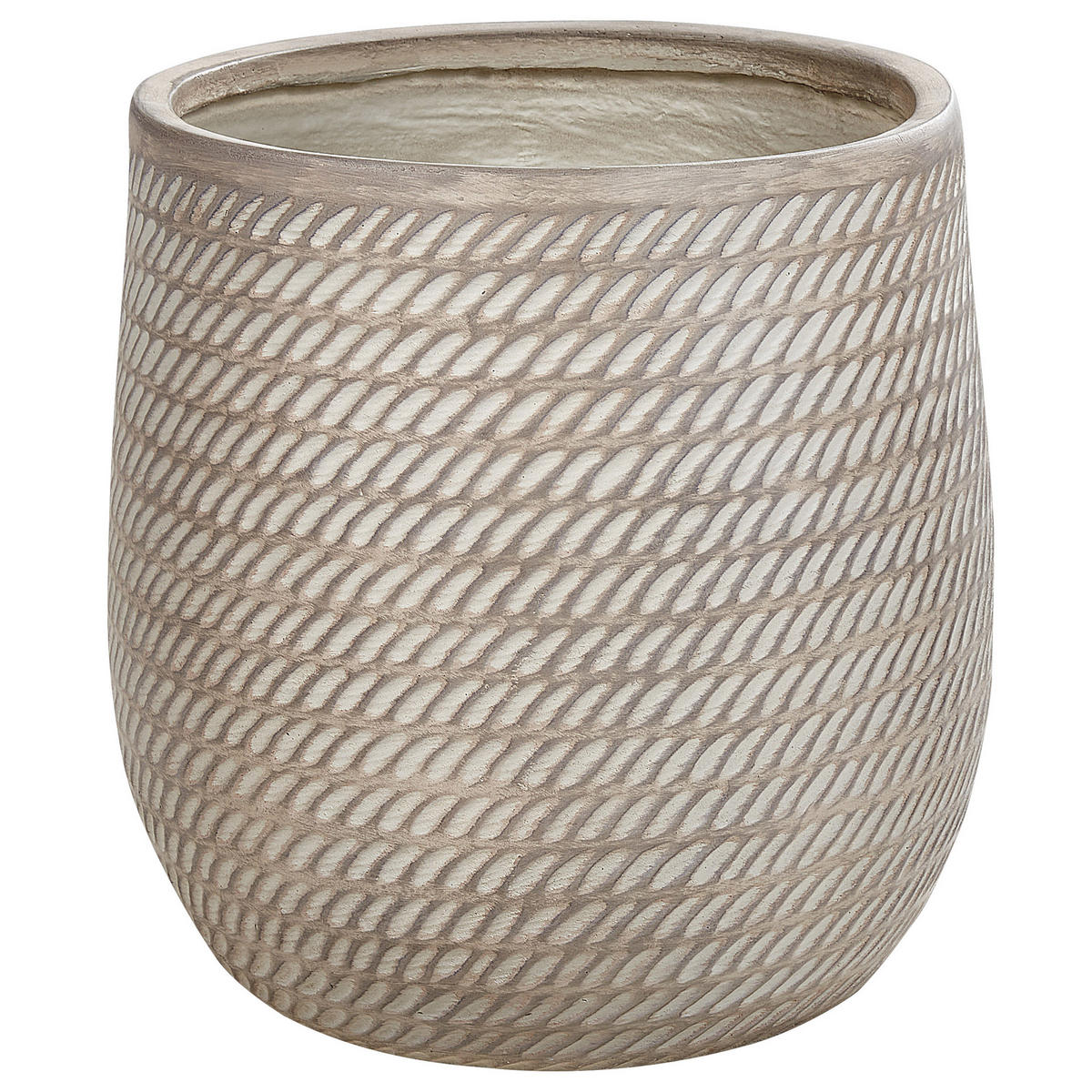 BLUMENTOPF taupe rund 39/39/44 cm Livadia - Beige, Naturmaterialien (44cm) - Beliani