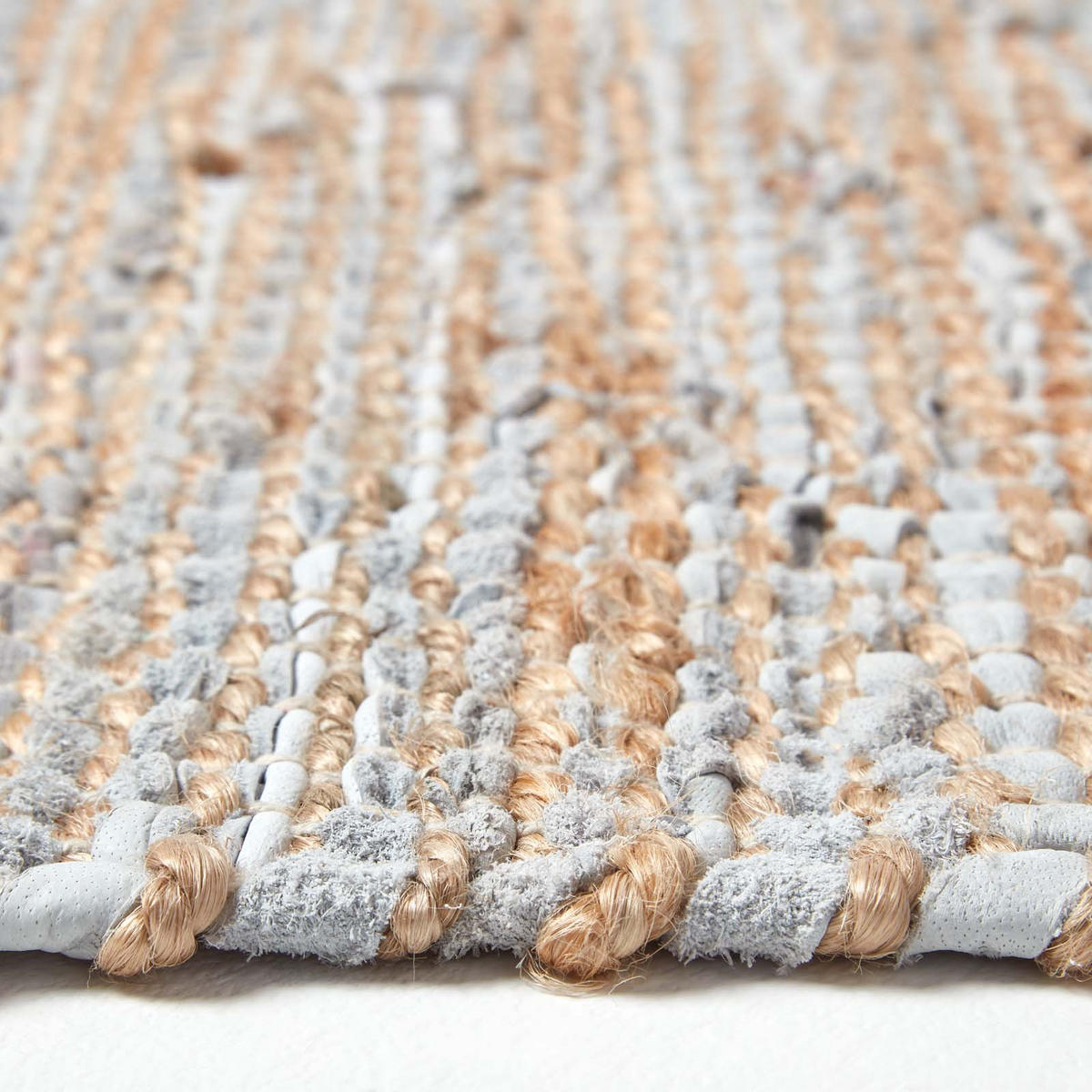 TEPPICHLÄUFER Madras, Leder & Hanf 66/200 cm - Naturfarben, Leder (66/200cm) - Homescapes