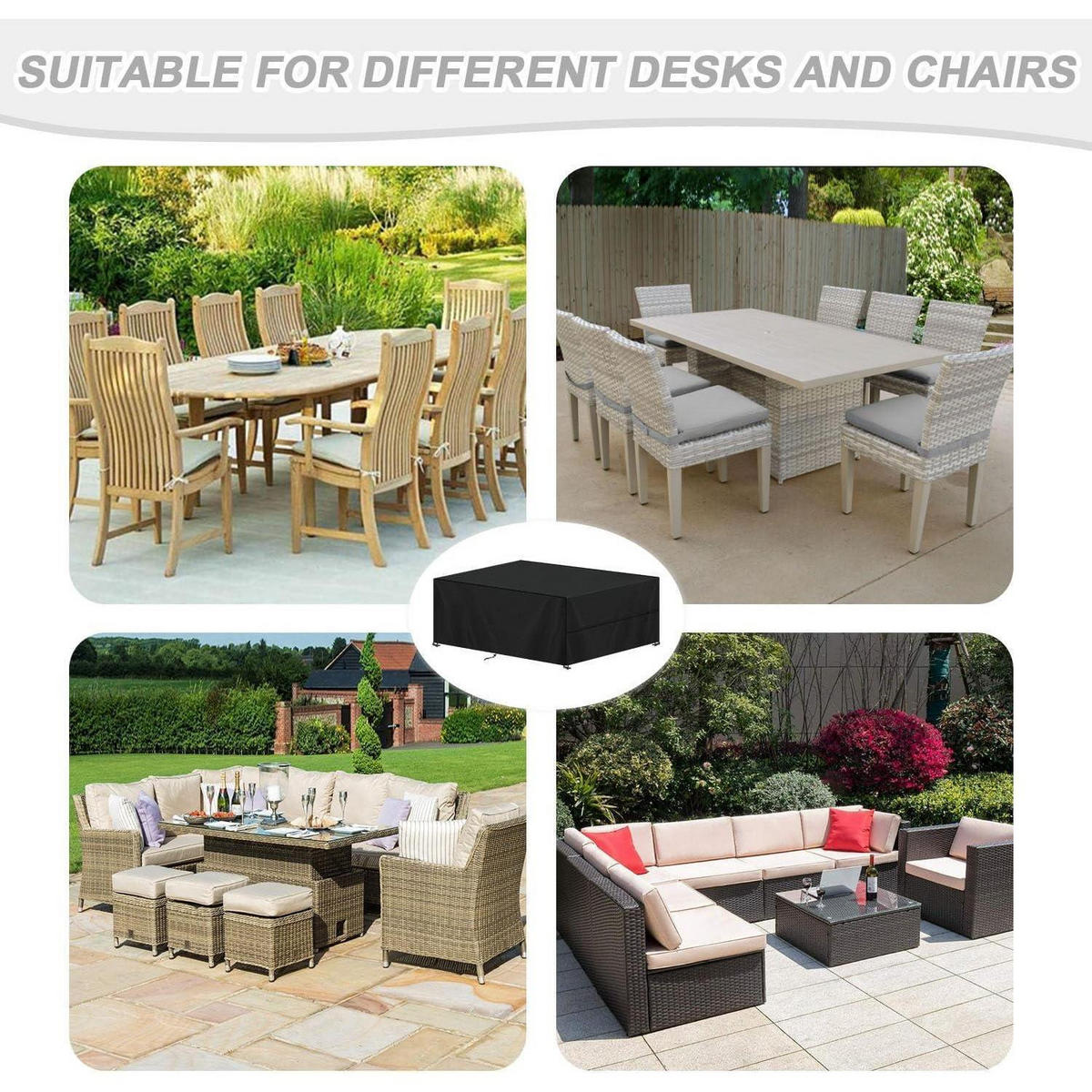 ABDECKUNG für Loungemöbel 230 x 130 x 95 cm Wasserdicht - Schwarz, Kunststoff (130/95/230cm)