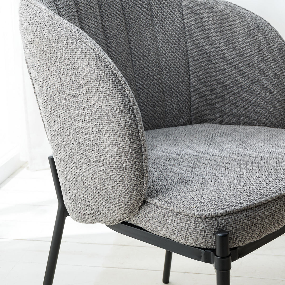 ARMLEHNENSTUHL - Webstoff / Stahl - Greige/Schwarz, Textil (56/81/57cm) - home24