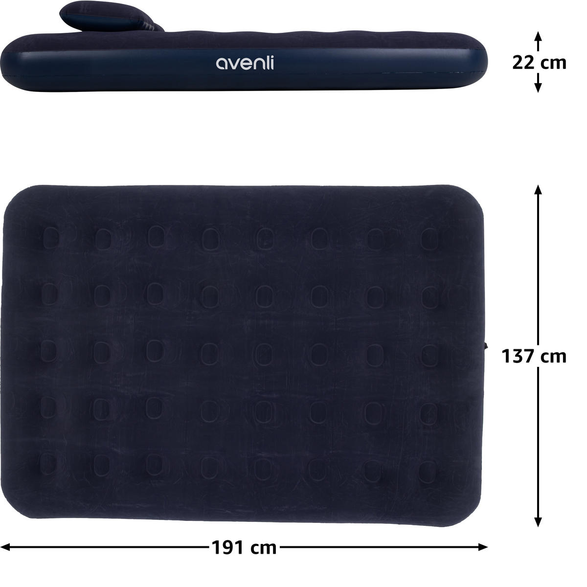 LUFTBETT Luftmatratze Camping für 2 Personen inklusive 2 Kissen und Pumpe - Blau, Kunststoff (137/191cm) - Avenli