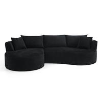 SOFA 3-Sitzer bogenförmig Schwarz mit Getränkehaltern - Schwarz, Textil (168/264cm) - Meubliv