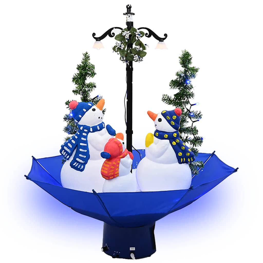 WEIHNACHTSBAUM Mit Schnee Und Schirm-Fuss Blau 75 Cm Pvc - Blau, Kunststoff (75cm) - vidaXL