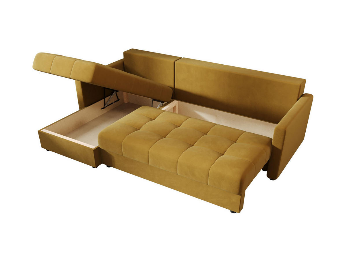 ECKSOFA MOS L BIS Itaka 33 Links mit Schlaffunktion - Currygelb, Textil (220/143cm) - Bedante