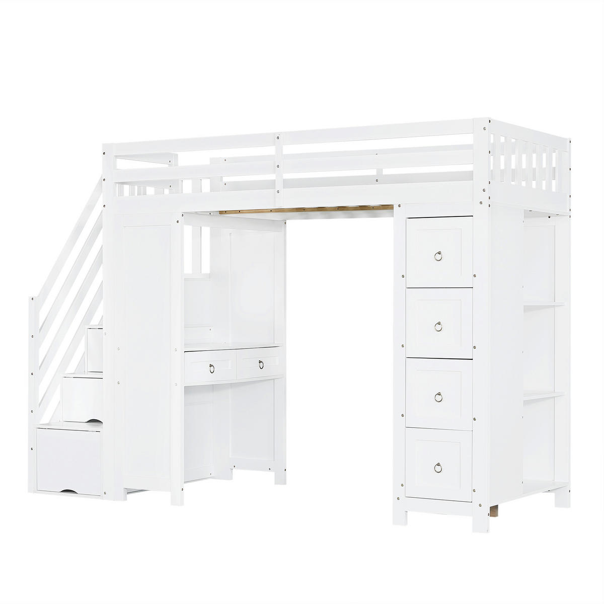 HOCHBETT 90/200 cm DE-32730 mit Lernbereich und Stauraum Weiß - Weiß, Holzwerkstoff (90/200cm) - ComfortXL
