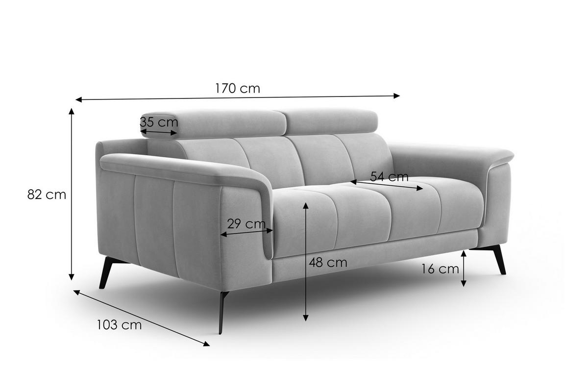 SOFA FIERO 2-Sitzer, Beiger Veloursstoff - Beige/Schwarz, Holz/Textil (170/82/103cm) - Courtois Laville