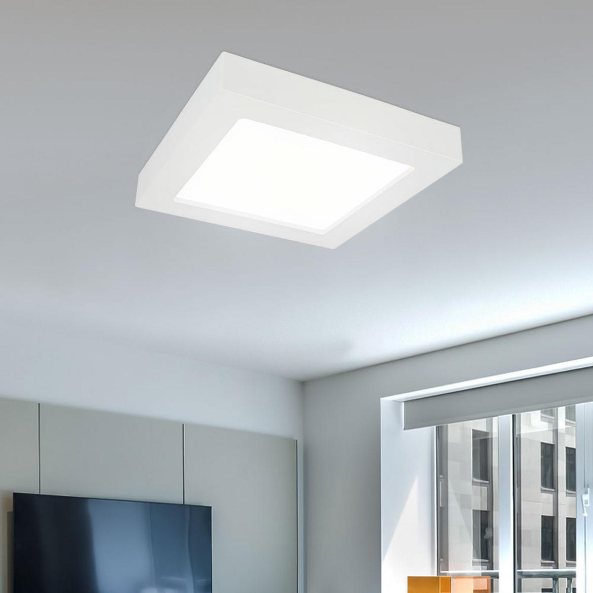 LED DECKENLEUCHTE Kunststoff Weiß - Weiß, Kunststoff (17.2/17.2/3.5cm) - Globo Lighting