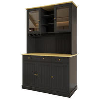 BUFFETSCHRANK DE-38594 120/40/191 cm Glastüren und integrierte Steckdose Schwarz - Schwarz, Holzwerkstoff (120/191/40cm) - ComfortXL