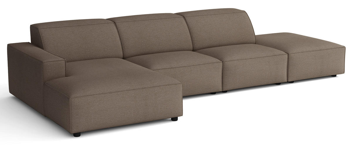 ROHOVÁ pohovka Sellmo, 344 cm - svetlohnedá/čierna, textil/plast (350/166cm) - Selsey