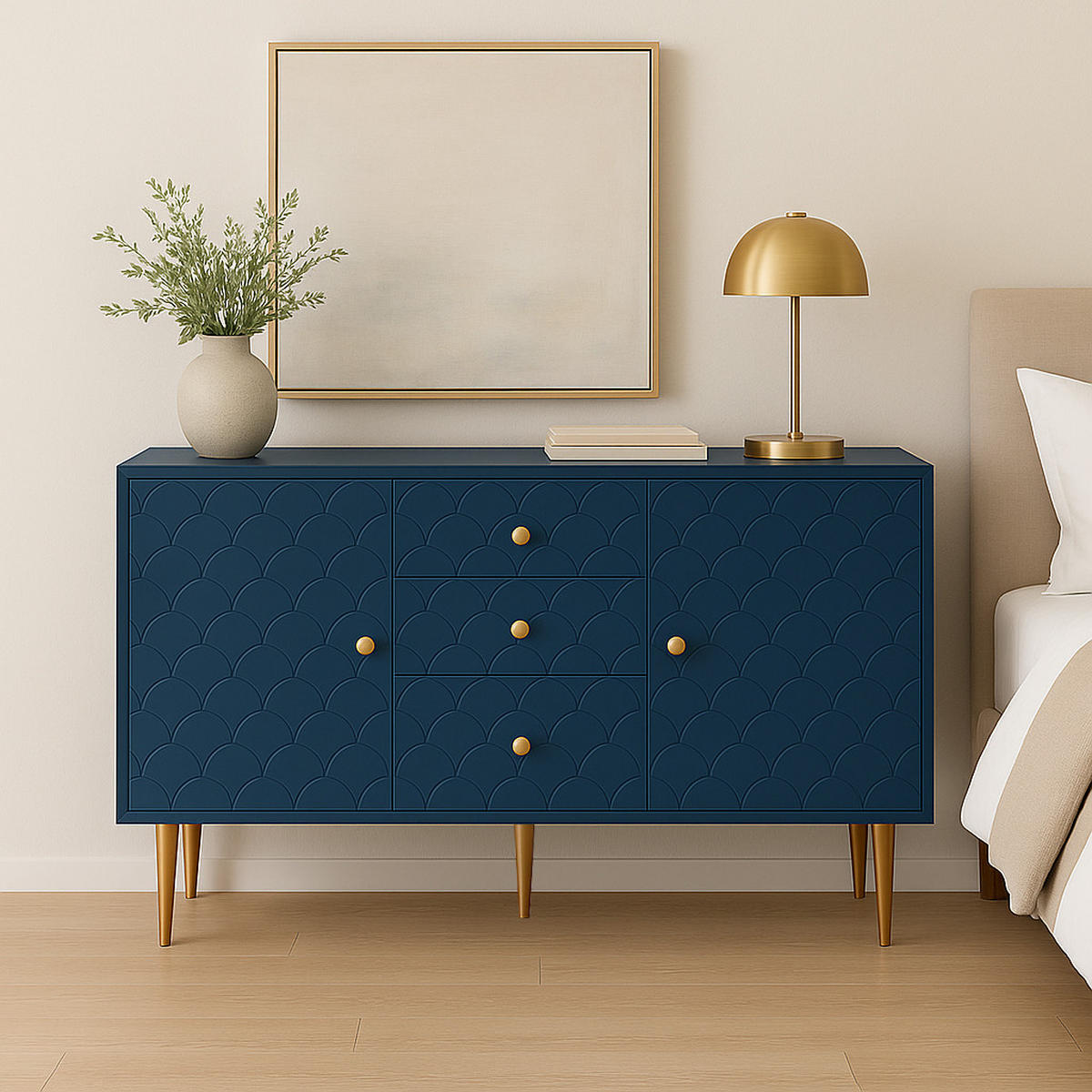 HIGHBOARD Blau 120/40/82CM - Blau, Holzwerkstoff/Metall (40/82/120cm) - Urban Meuble