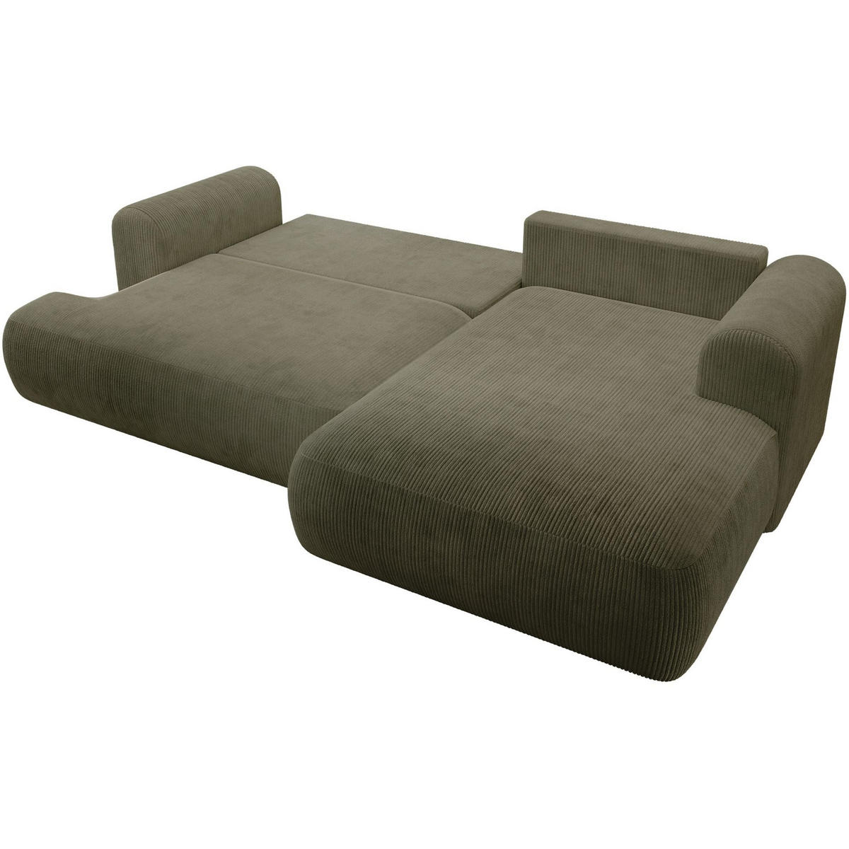 ECKSOFA Ovo Cord mit Cordbezug Olivgrün, rechts - Schwarz/Olivgrün, Textil (165/260cm) - Selsey
