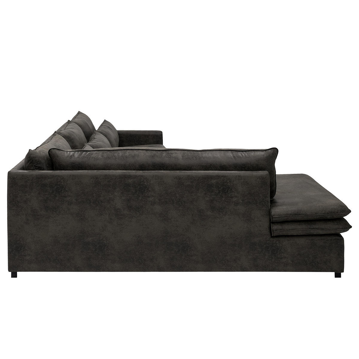 ECKSOFA mit Ottomane - Dunkelbraun/Anthrazit, Buchenholz/Textil (299/216cm) - home24