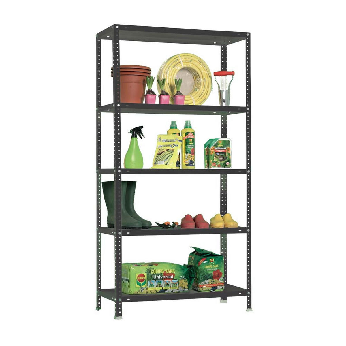 SCHRAUBREGAL PANDA TALL | HxBxT 200x110x50cm | 5 Fachböden | Fachlast 90kg | Anthrazit - Anthrazit, Metall (110/200/50cm) - PROREGAL