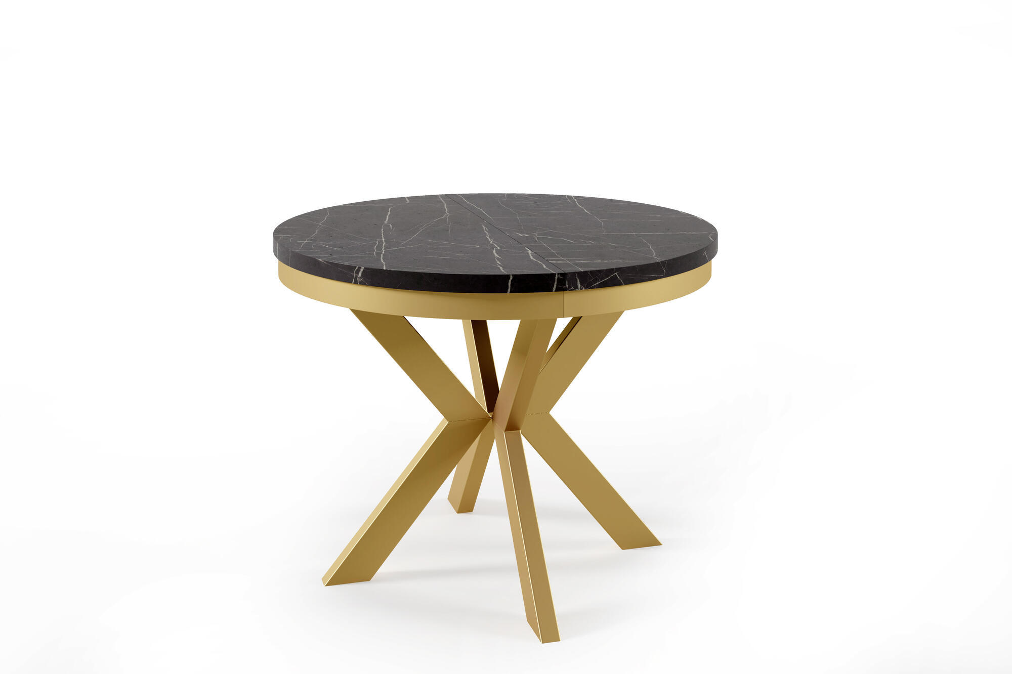 ESSTISCH EDDER Schwarz, Gold 100x176x76 cm - Goldfarben/Schwarz, Holzwerkstoff (176/100/76cm) - FURNLUX