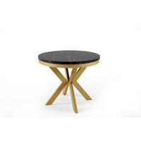 ESSTISCH EDDER Schwarz, Gold 100x176x76 cm - Goldfarben/Schwarz, Holzwerkstoff (176/100/76cm) - FURNLUX