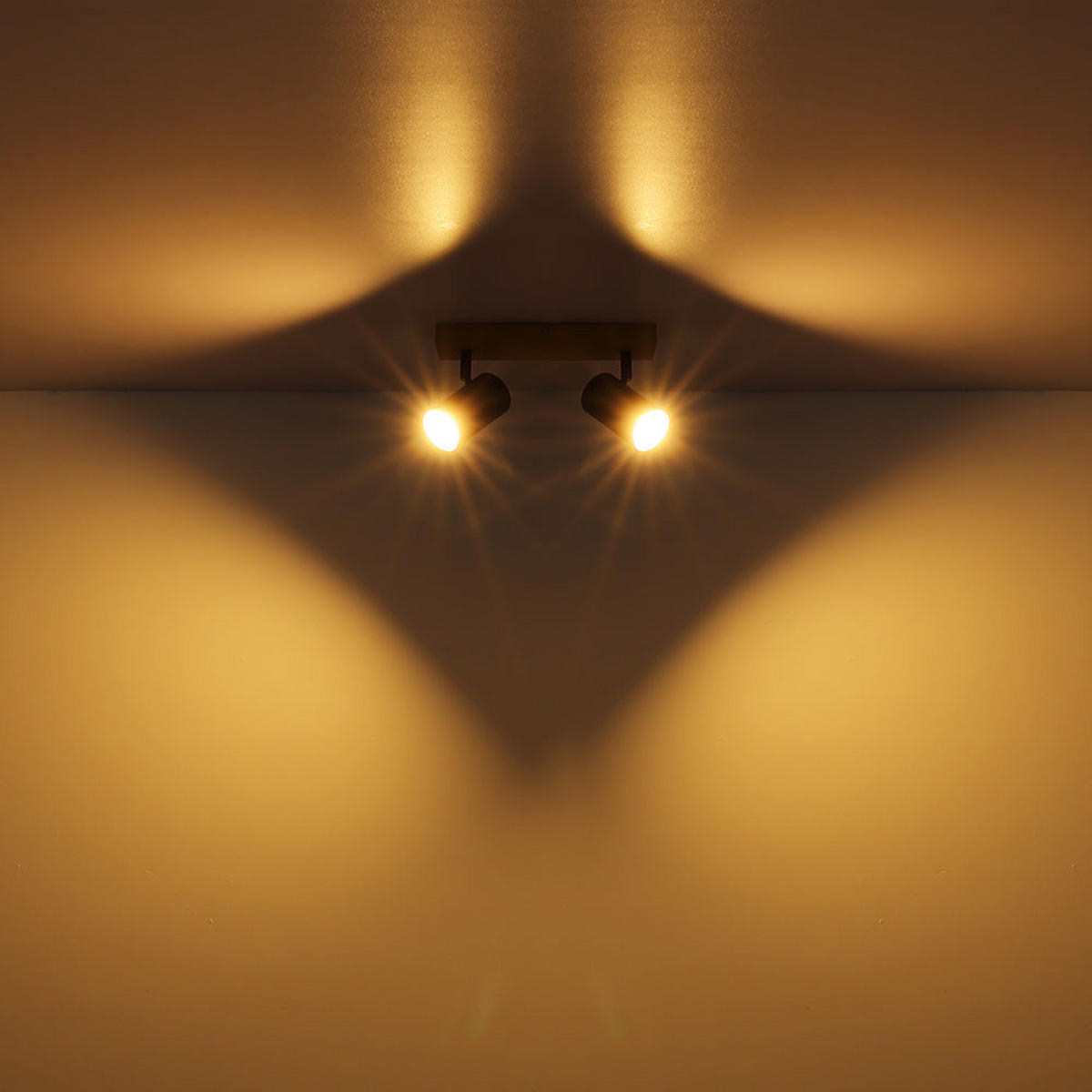 DECKENSTRAHLER Metall Holzoptik Braun 2 flammig - Braun, Metall (26/6/12cm) - Globo Lighting