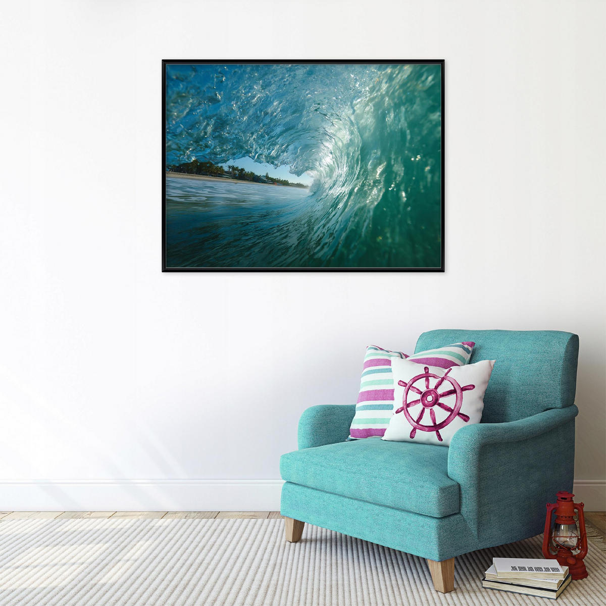 BILDER mit Rahmen Meer Wellen Blau 120x80 cm - Multicolor, Holzwerkstoff (120/80cm) - Wallarena