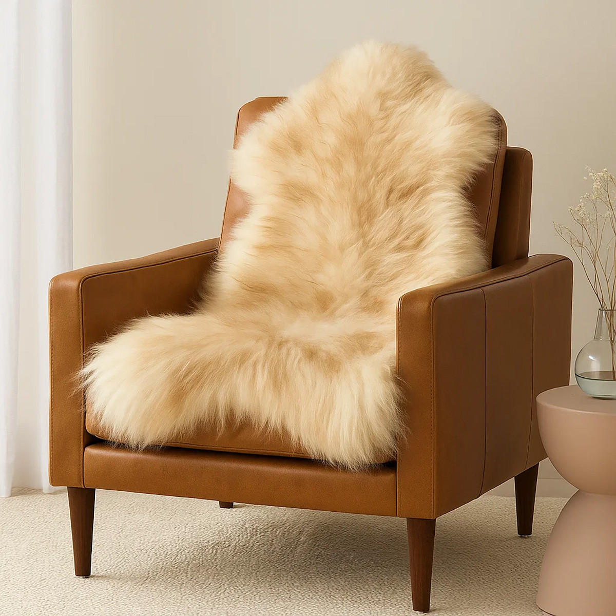 SCHAFFELL Geflammt Natur mit kleinen Mängeln ca. 110 cm - Braun, Fell (60/110cm) - Provellus