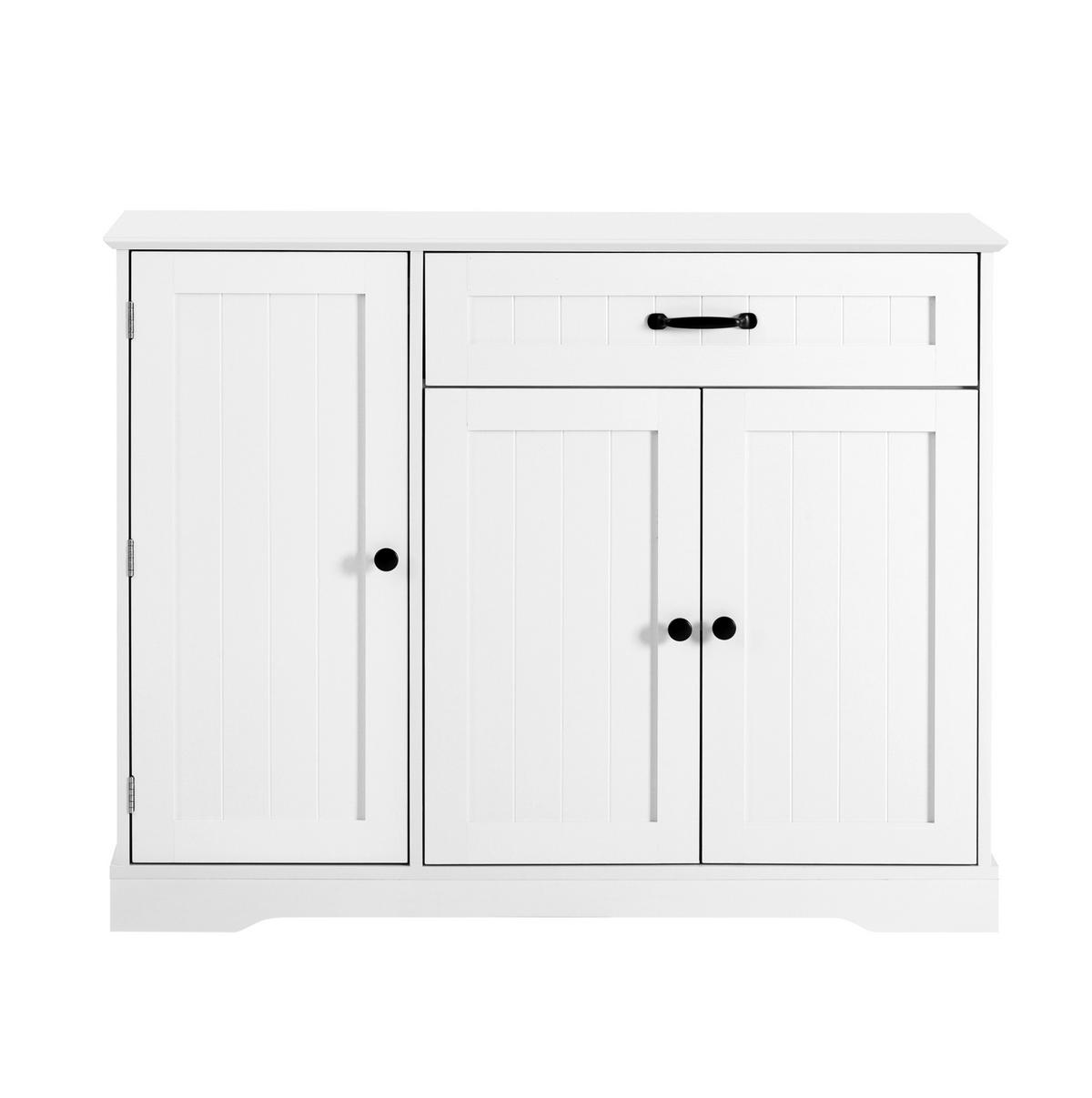SIDEBOARD in Weiß mit 3 Türen, 1 Schublade und verstellbaren Einlegeböden,107/83.4/40 cm - Weiß, Holzwerkstoff (107/83.4/40cm) - Flora Grace