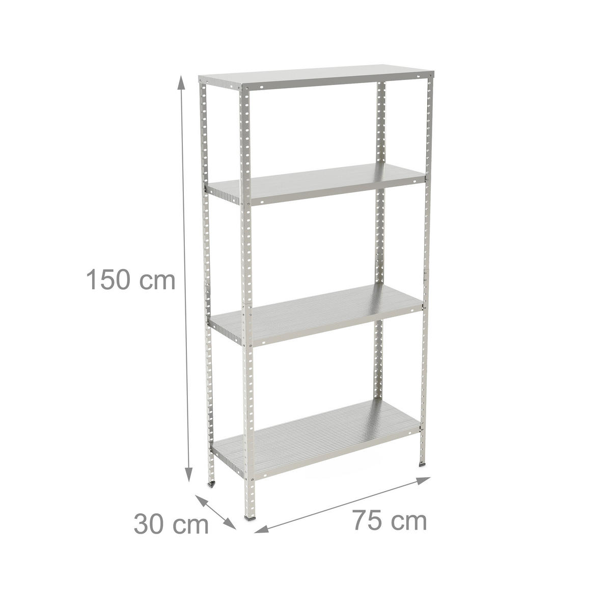 METALLREGAL - Silberfarben, Holzwerkstoff/Kunststoff (75/150/30cm) - Relaxdays