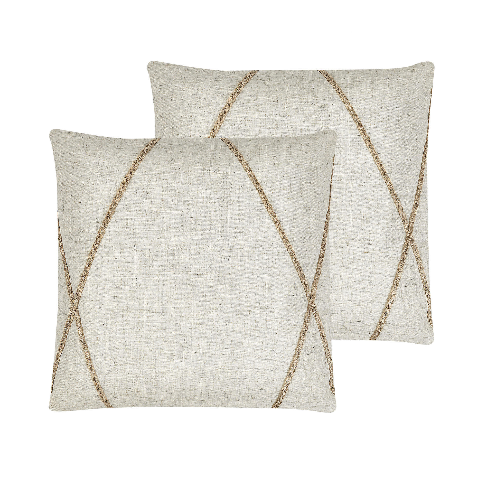DEKOKISSEN 2er-Set Beige 45/45 cm Licuala - Beige, Textil (45/45cm) - Beliani