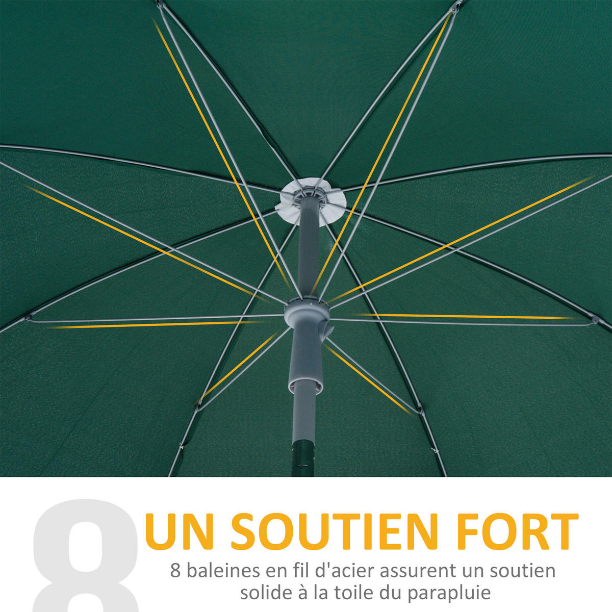SONNENSCHIRM DE-11442 neigbar, octogonal, Ø 2 m Grün - Grün, Metall (202/202cm) - ComfortXL