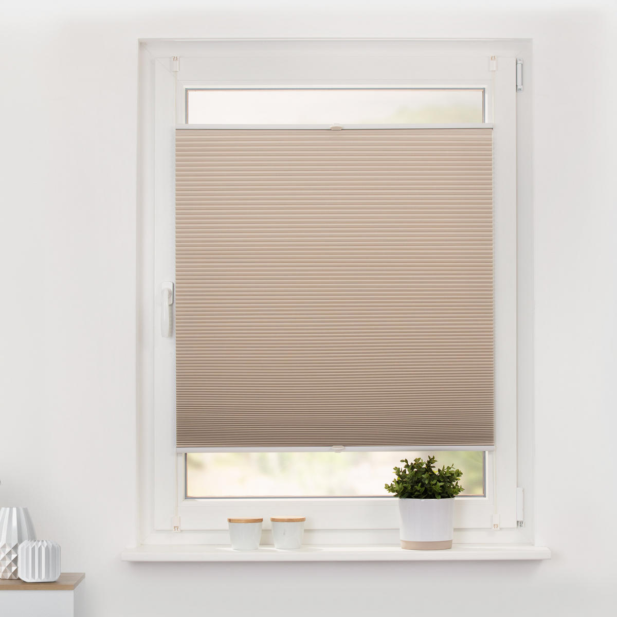THERMO-PLISSEE KLEMMFIX OHNE BOHREN, VERDUNKELUNG, VERSPANNT - Creme, Kunststoff (85/130cm) - Lichtblick Original