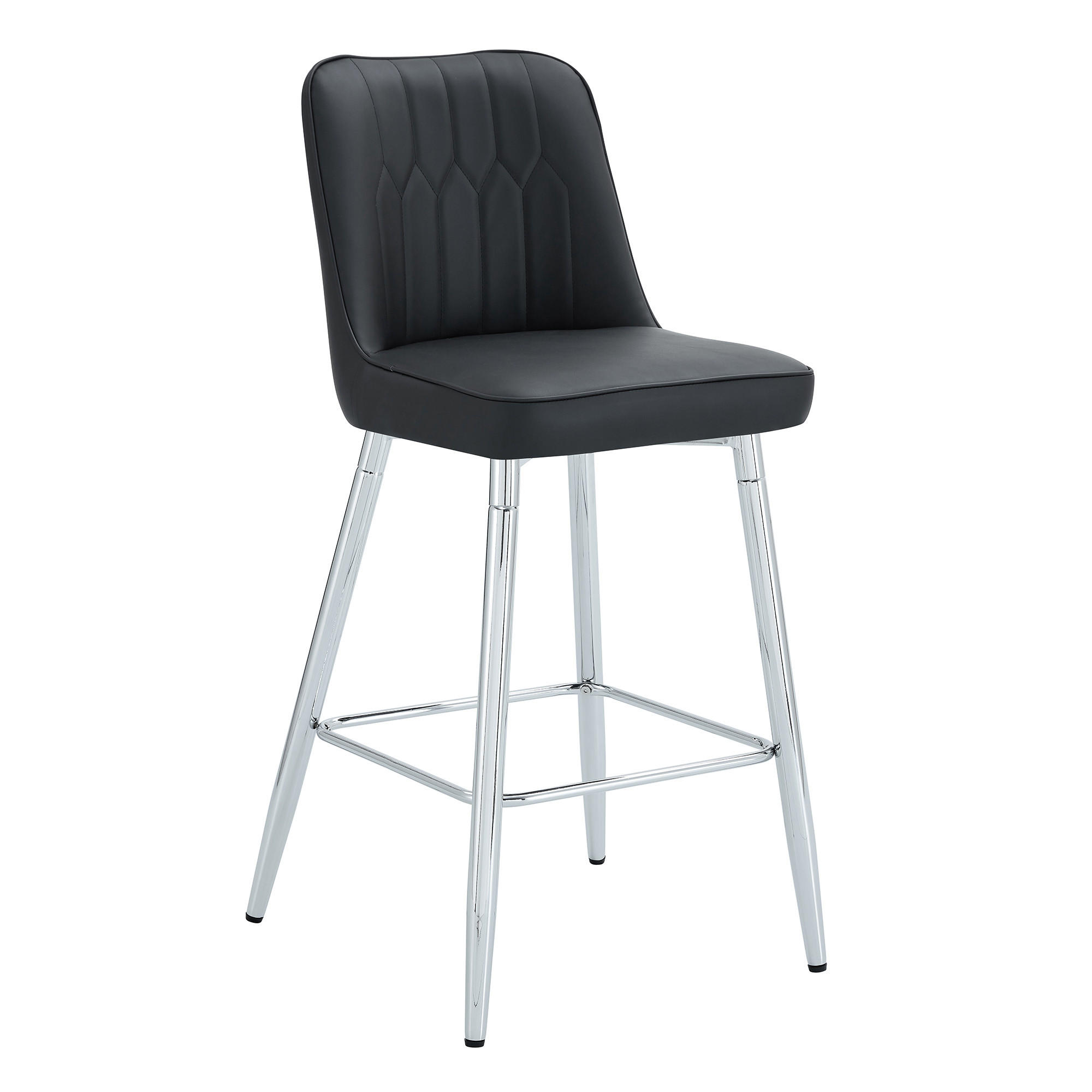 BARHOCKER DE-36507 2er Set mit PU-Bezug und Metallgestell Schwarz - Schwarz, Metall (45/100/42cm) - ComfortXL