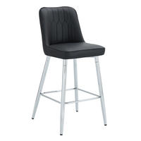 BARHOCKER DE-36507 2er Set mit PU-Bezug und Metallgestell Schwarz - Schwarz, Metall (45/100/42cm) - ComfortXL
