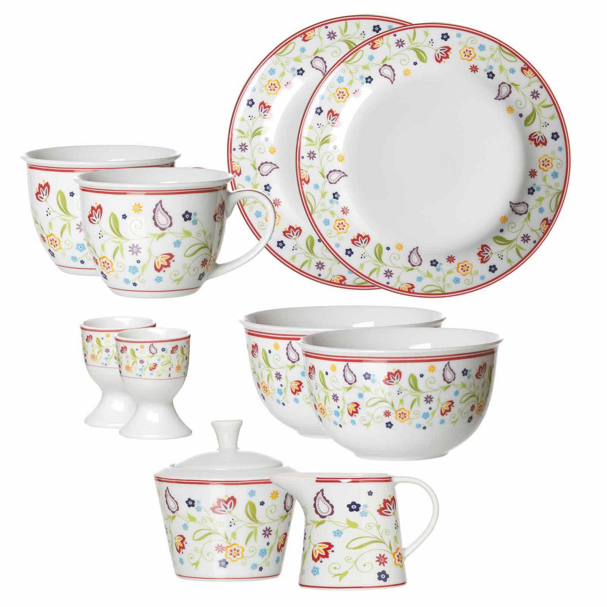 FRÜHSTÜCKSSERVICE Shanti bunt 10er Set - Multicolor, Keramik (1/1/1cm) - Ritzenhoff Breker