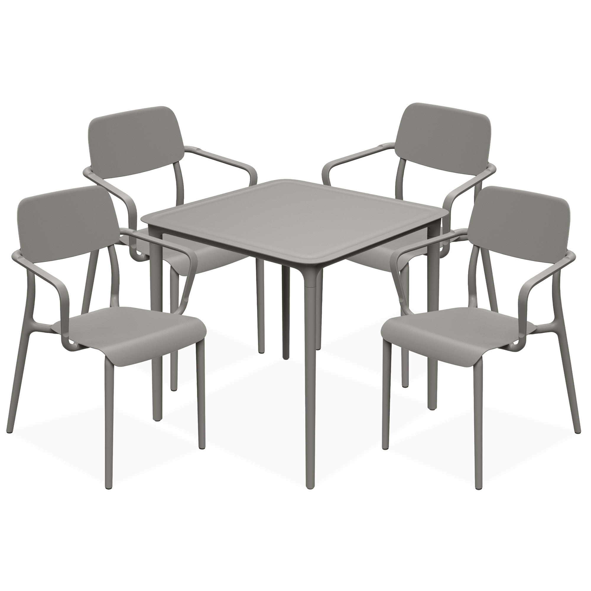 GARTENMÖBEL-SET GALIO, 5-tlg - Graubraun, Kunststoff - KONSIMO®