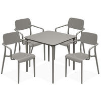 GARTENMÖBEL-SET GALIO, 5-tlg - Graubraun, Kunststoff - KONSIMO®