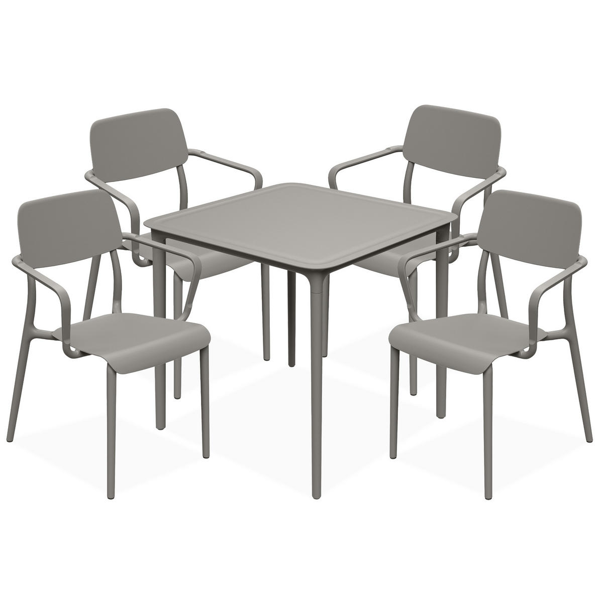 GARTENMÖBEL-SET GALIO, 5-tlg - Graubraun, Kunststoff - KONSIMO®