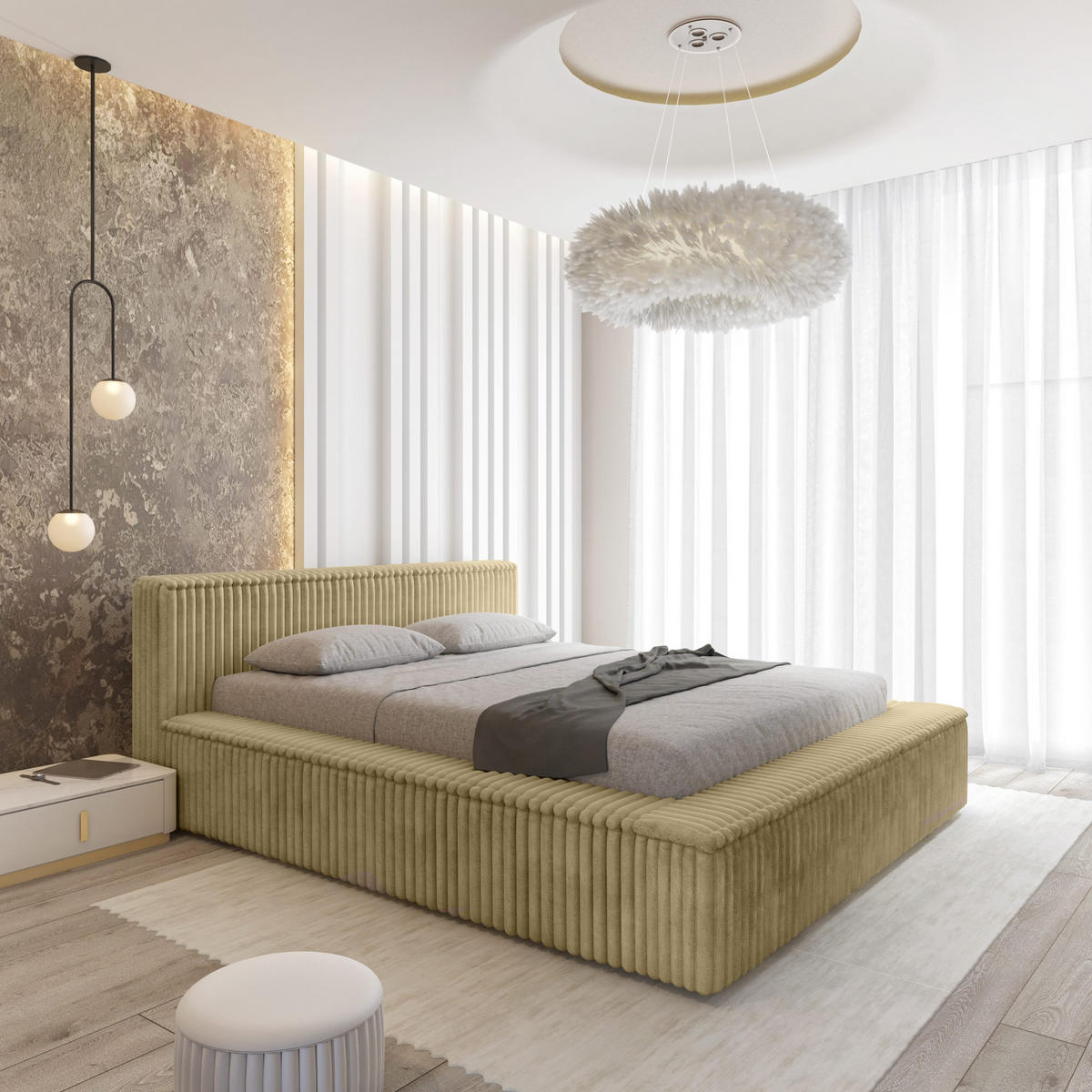 POLSTERBETT Doppelbett Burren 140x200 cm Dunkelbeige - Braun, Textil (140/200cm) - Meblito