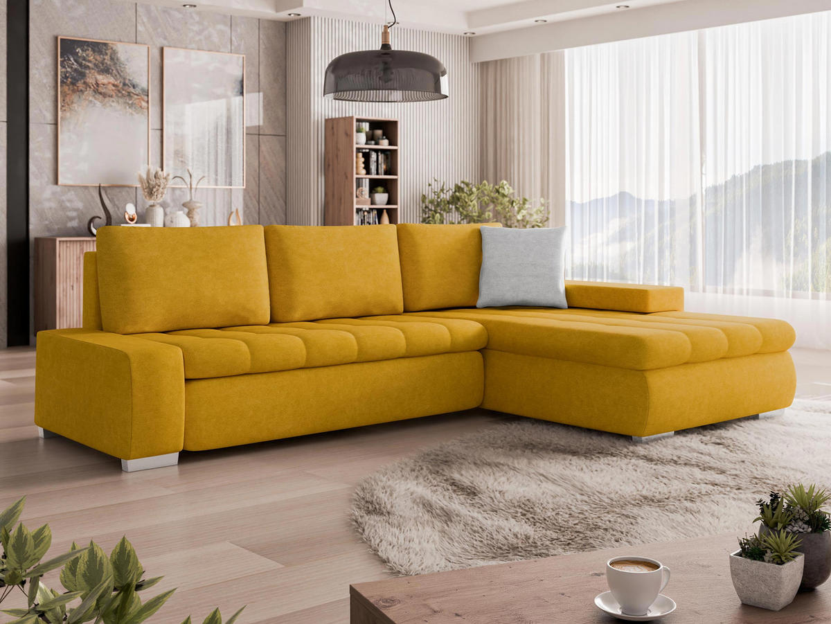 ECKSOFA Orkan Mini - Gelb, Holz/Textil (265/185cm) - MIRJAN24