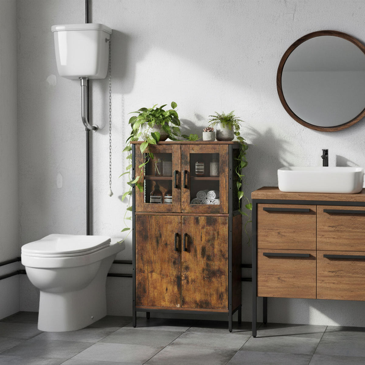 KUCHYNSKÁ skriňa - viacfarebná, kov/kompozitné drevo (60/108/30cm) - Relaxdays