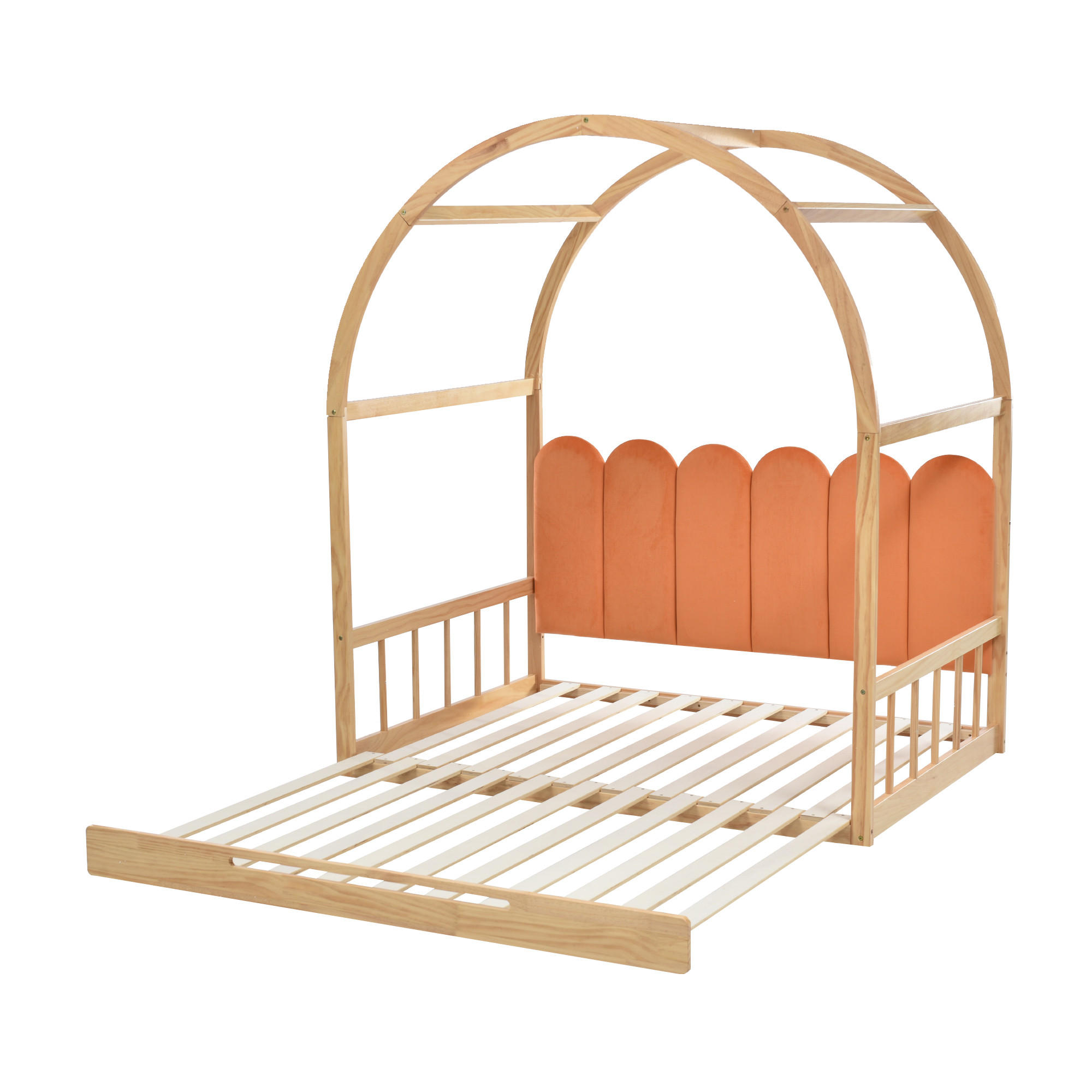 KINDERBETT 140/100 cm & 140/200 cm in Natur Holz mit Ausziehfunktion und Matratze - Naturfarben, Holz/Holzwerkstoff (140/200cm) - WISHDOR
