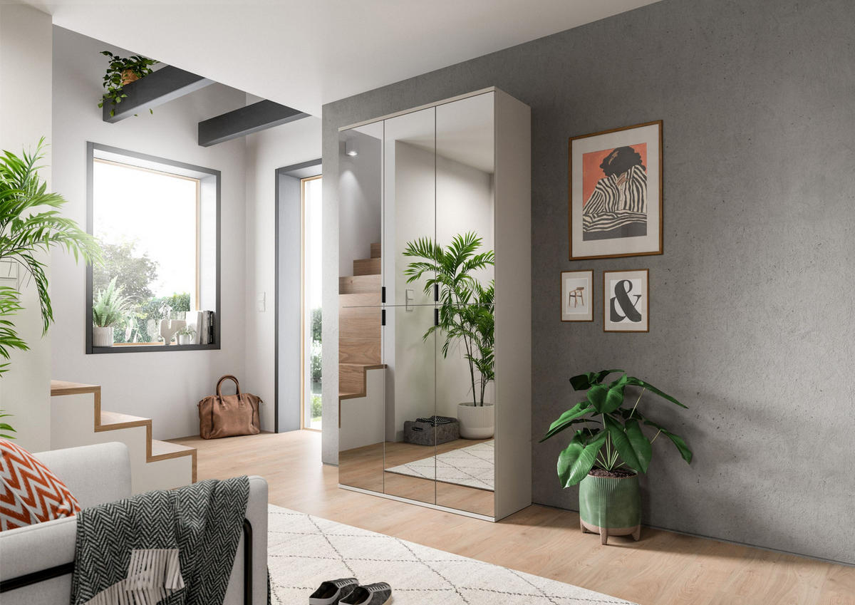 SPIEGELSCHRANK Projekt X Spiegelglas 30/34/193 cm - Beige, Holzwerkstoff (30/193/34cm) - Xonox