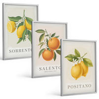 BILDER SET 3er Set - 40x60 cm Silberner Rahmen - Amalfi-Zitronen und -Orangen - Silberfarben, Kunststoff (40/60cm) - TULUP