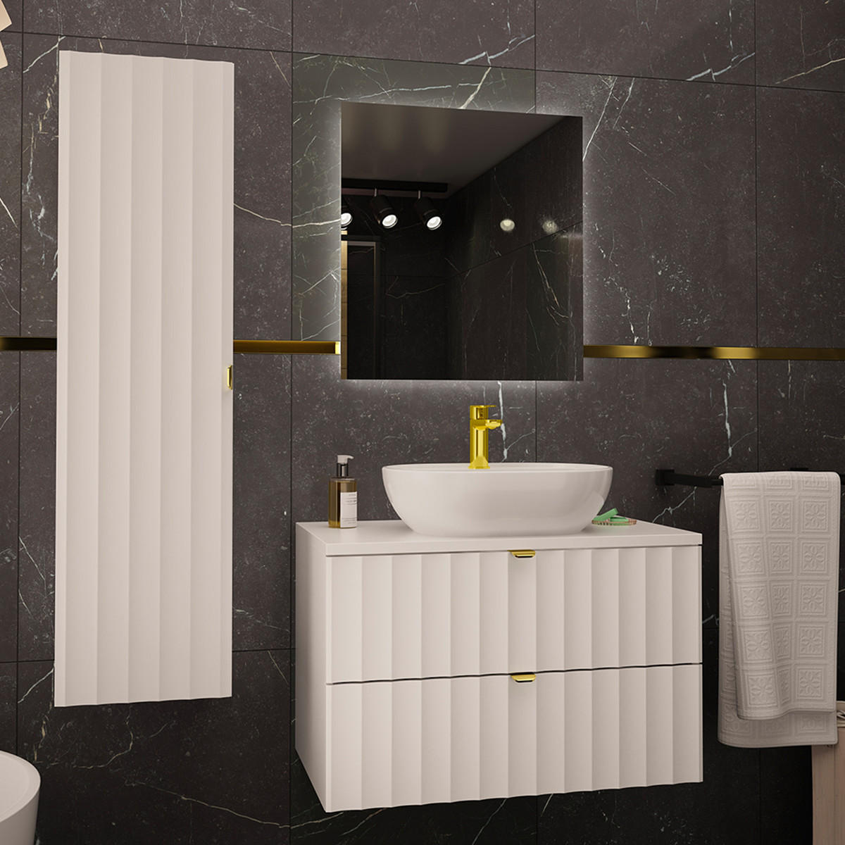 BADMÖBEL Lexa 2er-Set Weiß - Weiß, Holzwerkstoff (80.6/52.2/46.5cm) - Petits-meubles