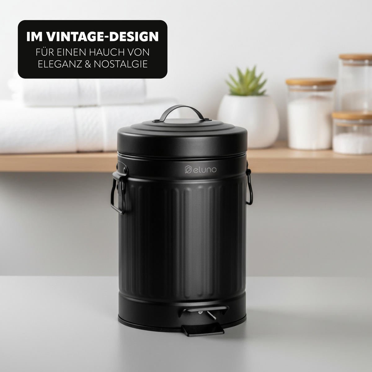 KOSMETIKEIMER 3 Liter, schwarz, Metall - Schwarz, Metall (17/27/20.5cm) - eluno