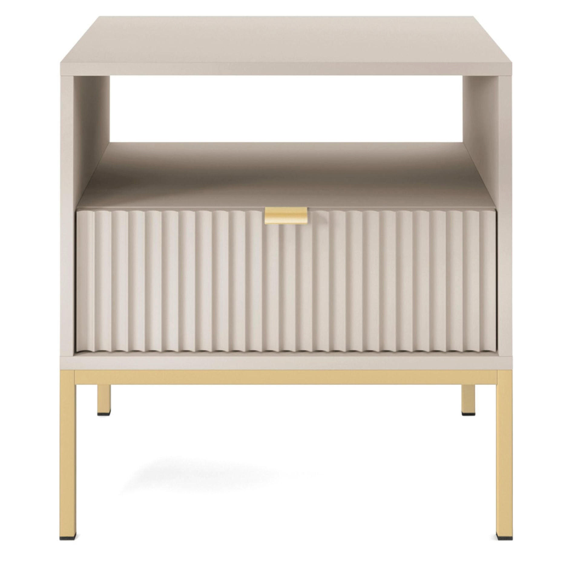NACHTTISCH Vellore Greige / Gold 54 cm - Ecru/Beige, Holzwerkstoff/Metall (54/56/39cm) - Selsey