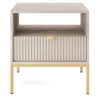 NACHTTISCH Vellore Greige / Gold 54 cm - Ecru/Beige, Holzwerkstoff/Metall (54/56/39cm) - Selsey