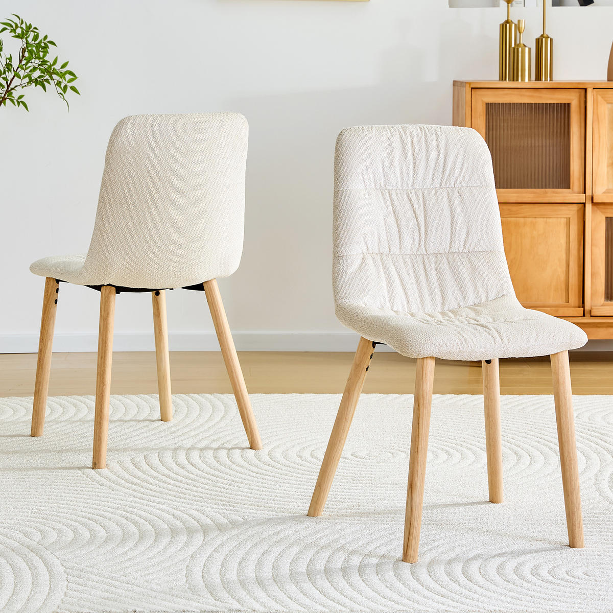STUHL-SET DE-36643 2 Stück mit Stoffbezug und Massivholzbeinen Beige - Beige, Holz (48/88/44cm) - ComfortXL