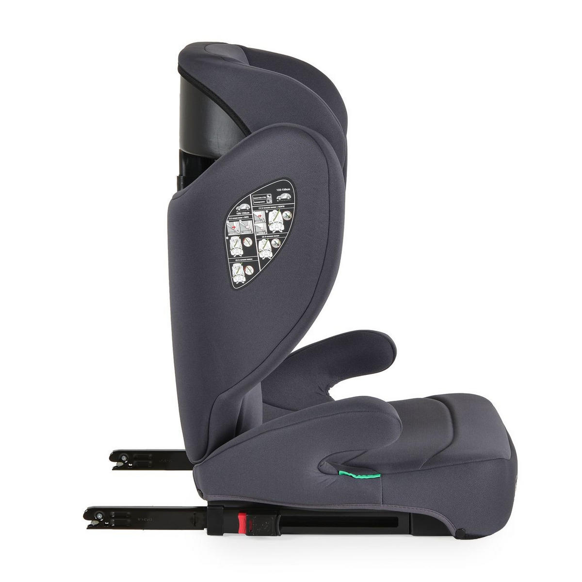 SITZERHÖHUNG i-Race i-Size grau 100-150 cm Isofix Rückenlehne abnehmbar Kopfstütze - Grau, Kunststoff (45/59/41cm) - Moni