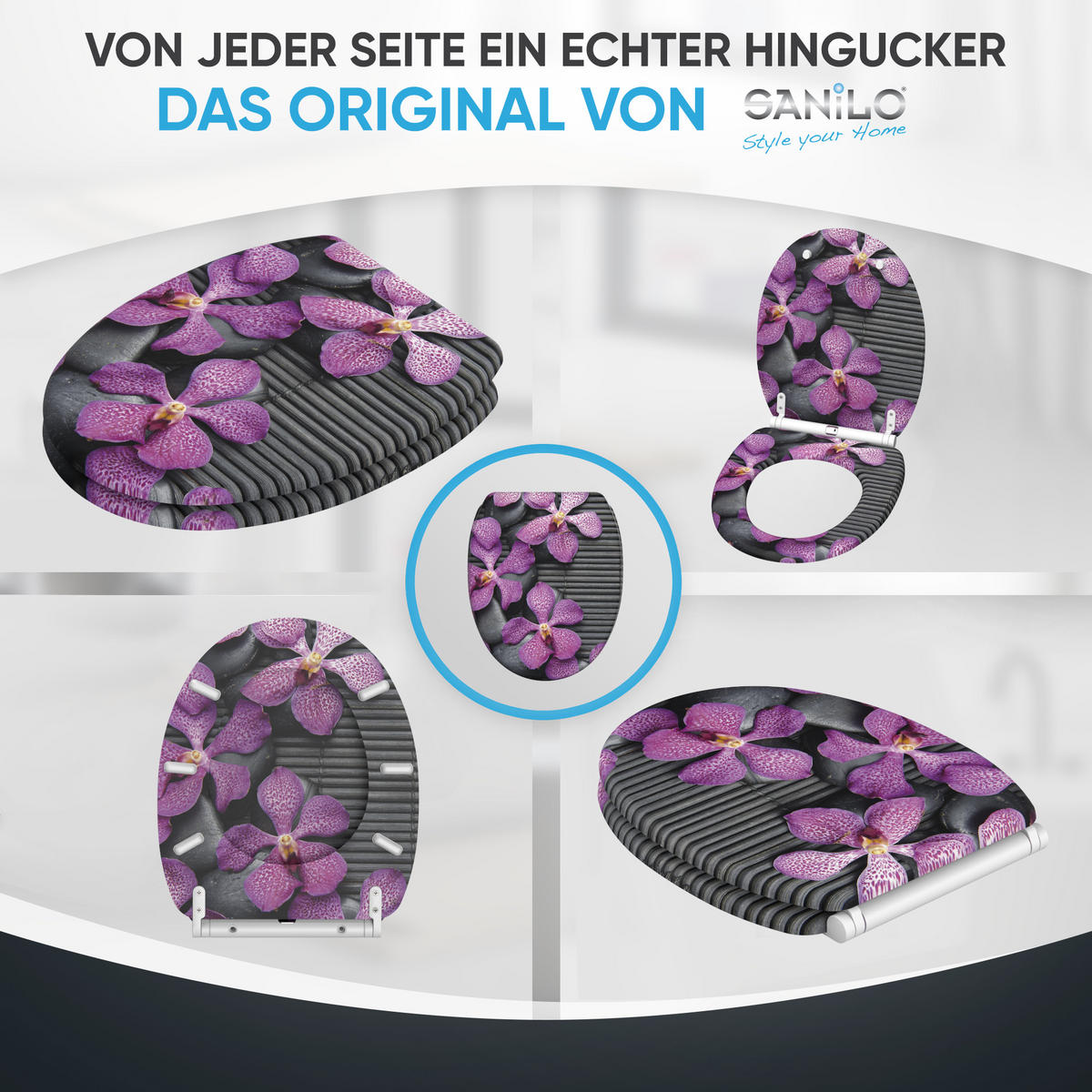 WC-SITZ mit Absenkautomatik & Top Fix Vanda - Violett, Holzwerkstoff (37.7/5.5/48cm) - Sanilo