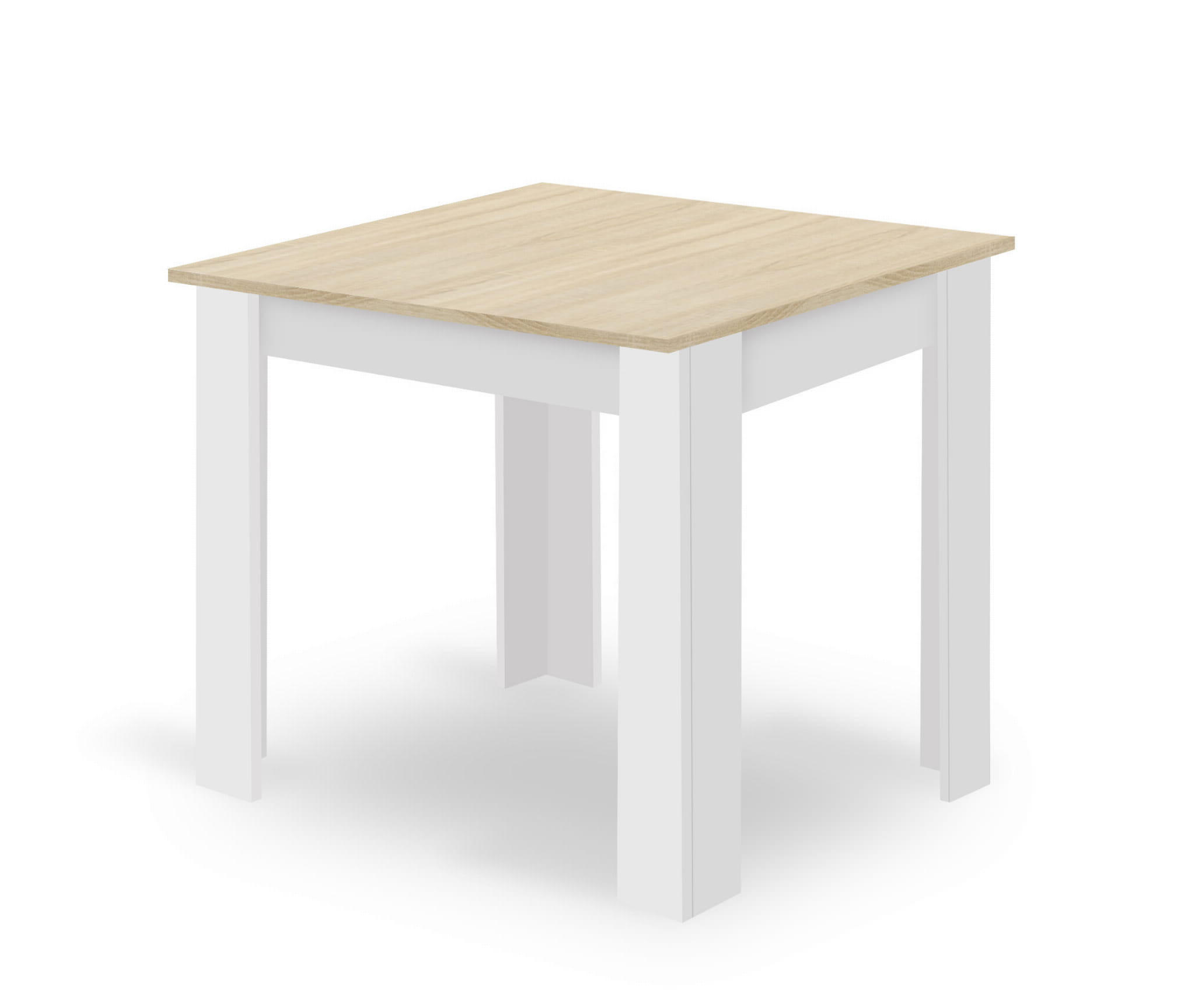 ESSTISCH Sonoma Eiche Weiß 80x80 cm NP Zeitloses Design - Weiß, Holz (80/80/7cm)