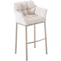 BARHOCKER Stoff weiß - Edelstahlfarben/Weiß, Textil/Metall (64/110/48cm) - CLP